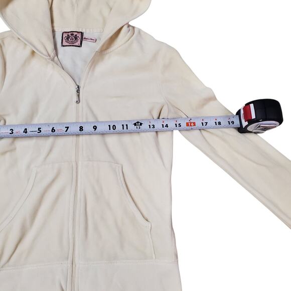 Y2k Juicy Couture Zip-Up Track Suit Velour Hoodie Cream Graphic - Small - Picture 8 of 8
